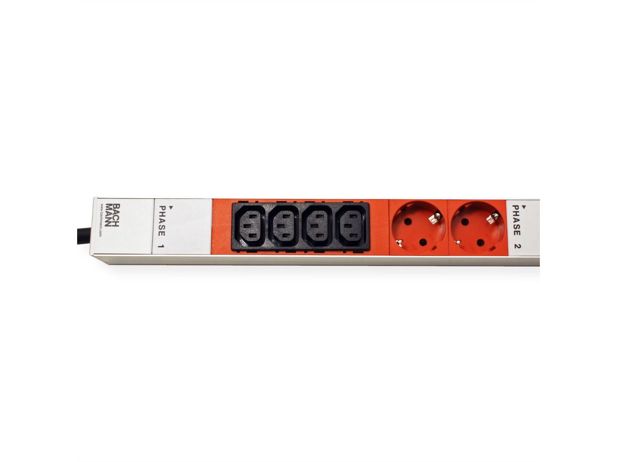 BACHMANN IT PDU ALU 0HE 12x C13 6x Schutzkontakt 3x 16A CEE rot