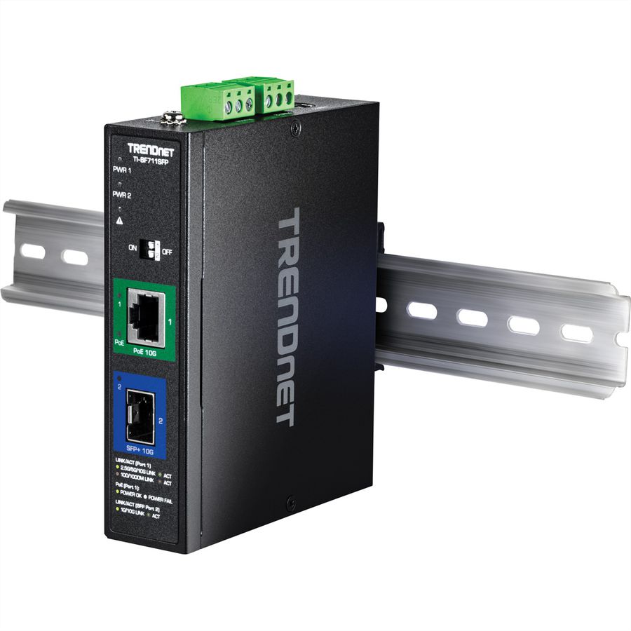TRENDnet TI-BF711SFP Industrial Medienkonverter 10G SFP+ auf 10G  PoE++
