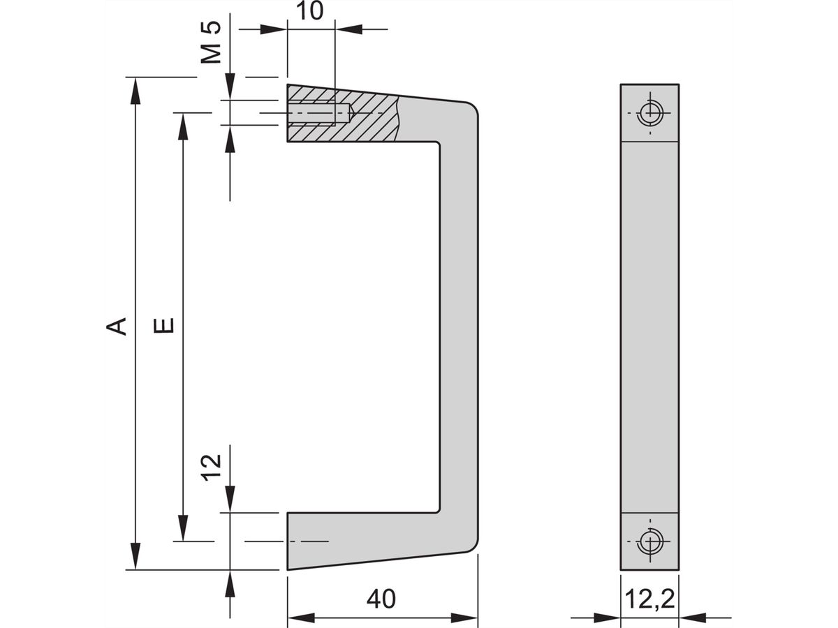 SCHROFF Frontgriff, einteilig - FRONTGRIFF ALU 5HE ELOXIERT