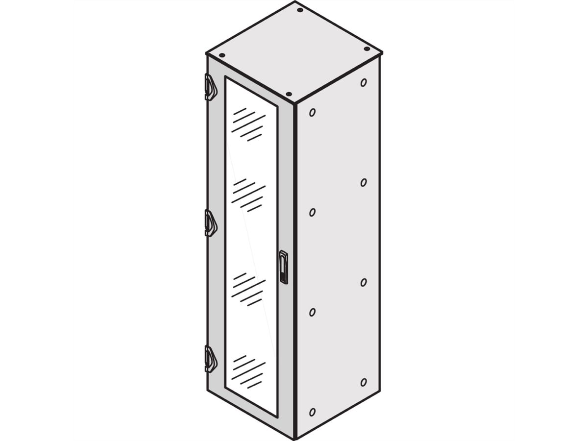 SCHROFF TUER GLAS. 2000H 600B IP55 RAL7021
