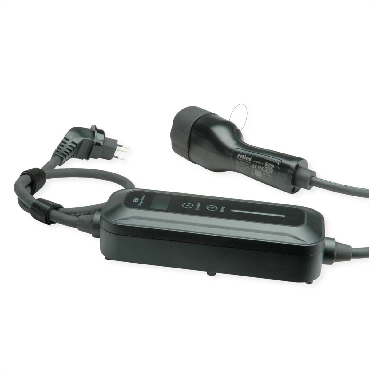 ROLINE Tragbares E-Auto Ladegerät, T12 (CH, Typ J) & Typ2 Stecker, 1-phasig, Mode 2, 10 A, 2,3 kW, 3 m