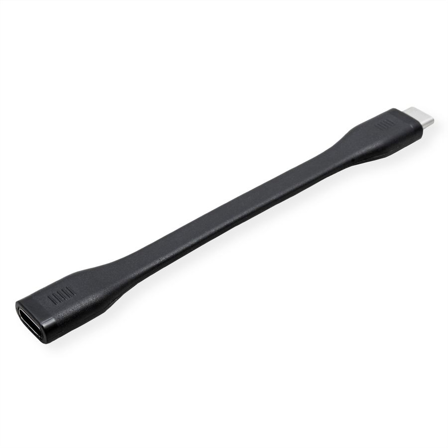 ROLINE USB4 Gen3x2 Verlängerungskabel, USB C-C, ST/BU, 8K UHD-2, 40Gbit/s, 100W, extra-flach, schwarz, 11,5 cm