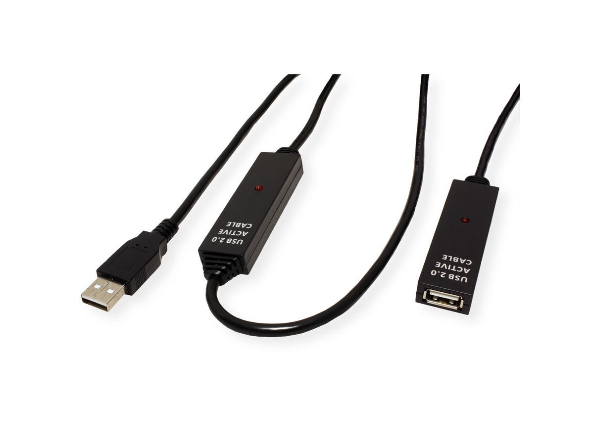 VALUE USB 2.0 aktive Kabelverlängerung, schwarz, 30 m