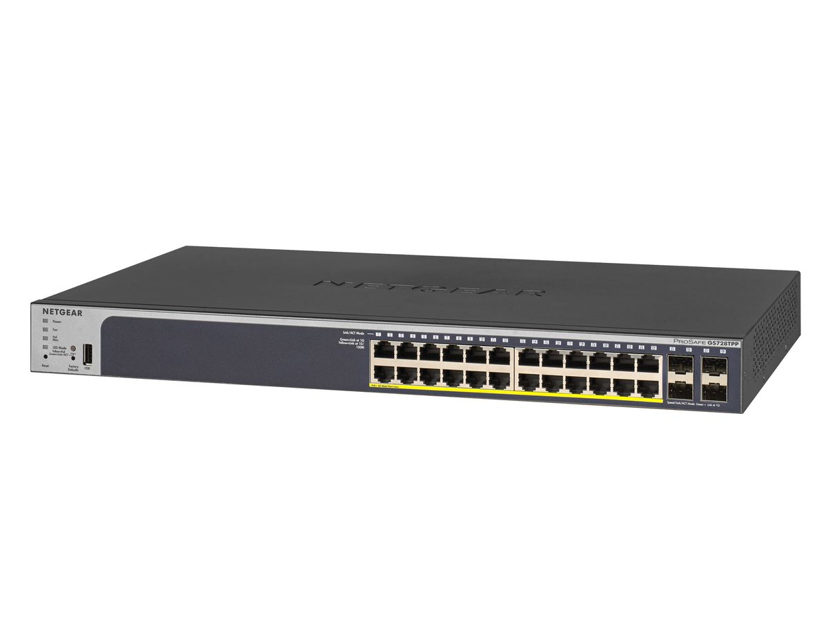 Netgear GS728TPP Managed L2/L3/L4 Gigabit Ethernet (10/100/1000) Schwarz 1U Power over Ethernet (PoE)