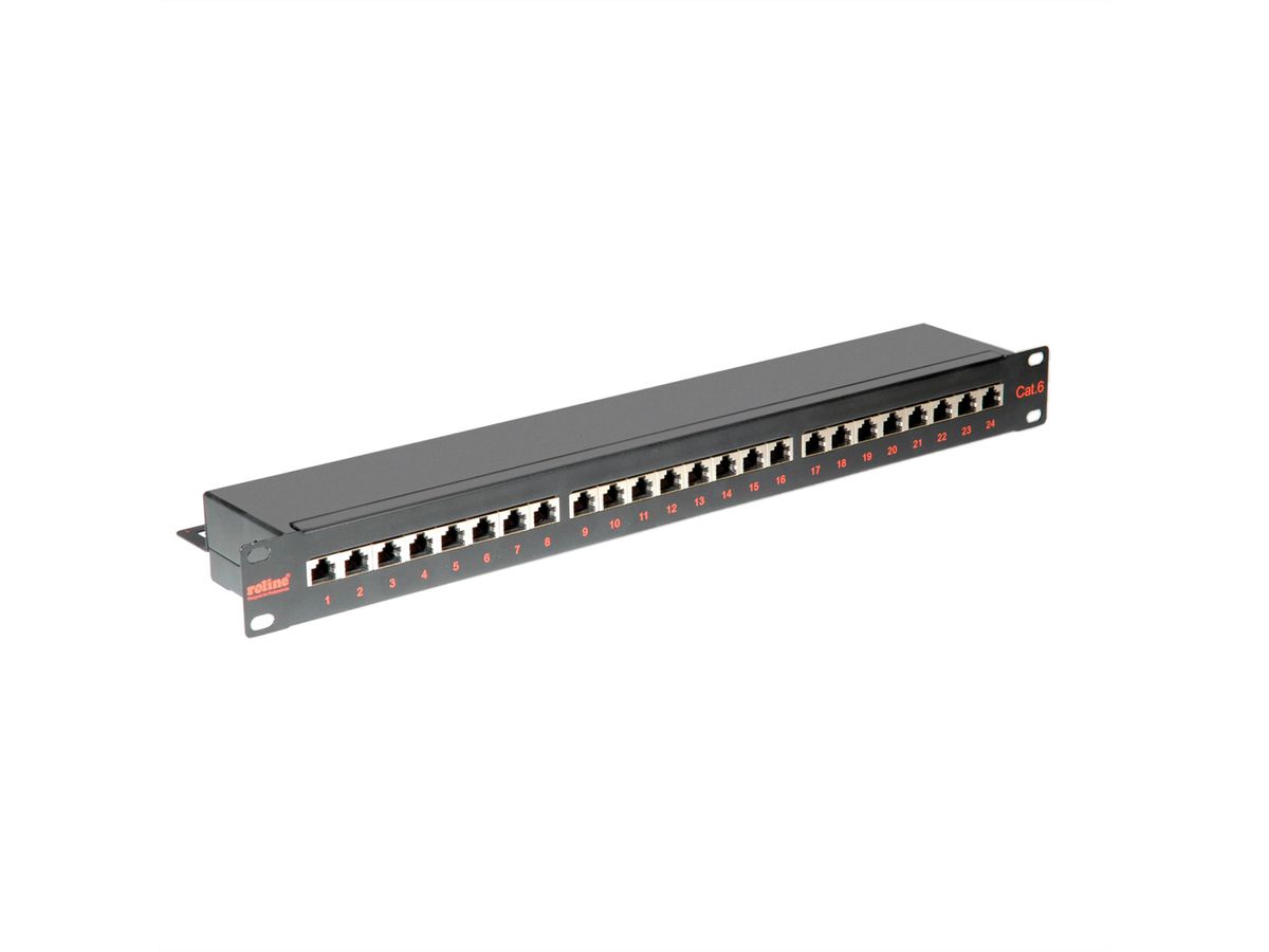 ROLINE Kat.6 (Class E) 19"-Patchpanel, 24P, geschirmt, schwarz