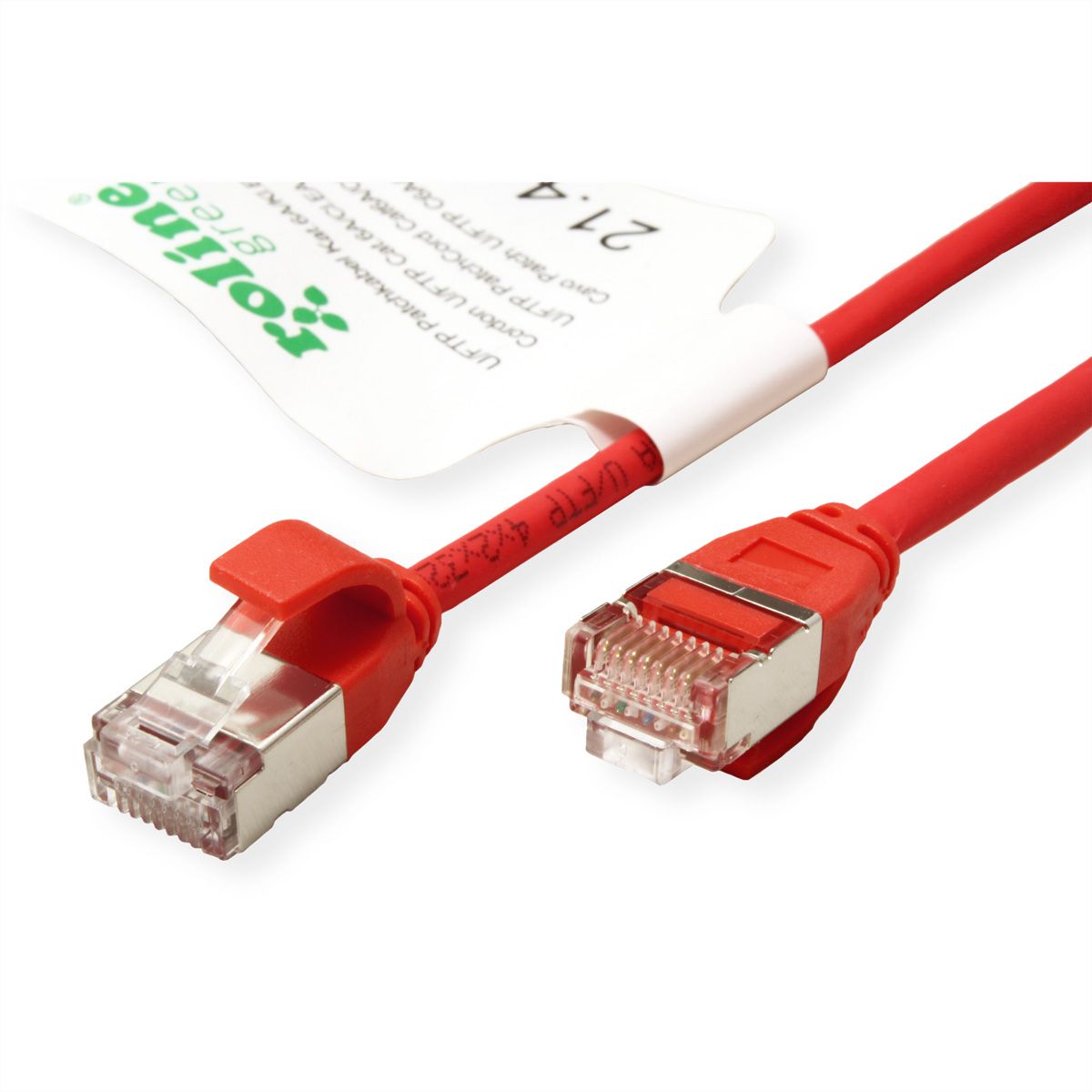 ROLINE GREEN U/FTP Patchkabel Cat.6A (Class EA), LSOH, slim, rot, 3 m