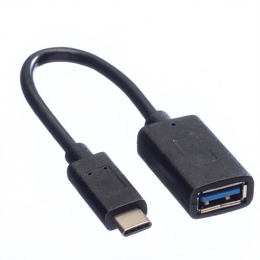 VALUE USB 3.2 Gen 1 Kabel, USB Typ C - A, ST/BU, OTG, schwarz, 0,15 m