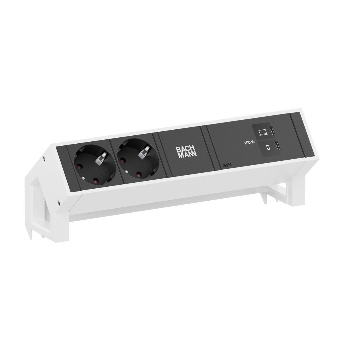 BACHMANN DESK2 2xCEE7/3 1xUSB C/C 100W, L=0,2m RAL9010