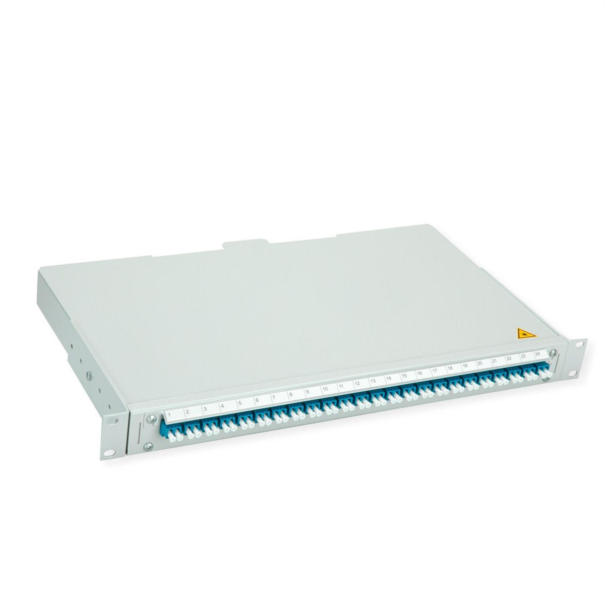 TELEGÄRTNER BASIS V LWL-Panel mit Kupplungen & Pigtails, 24x LC Duplex, blau, OS2 PC