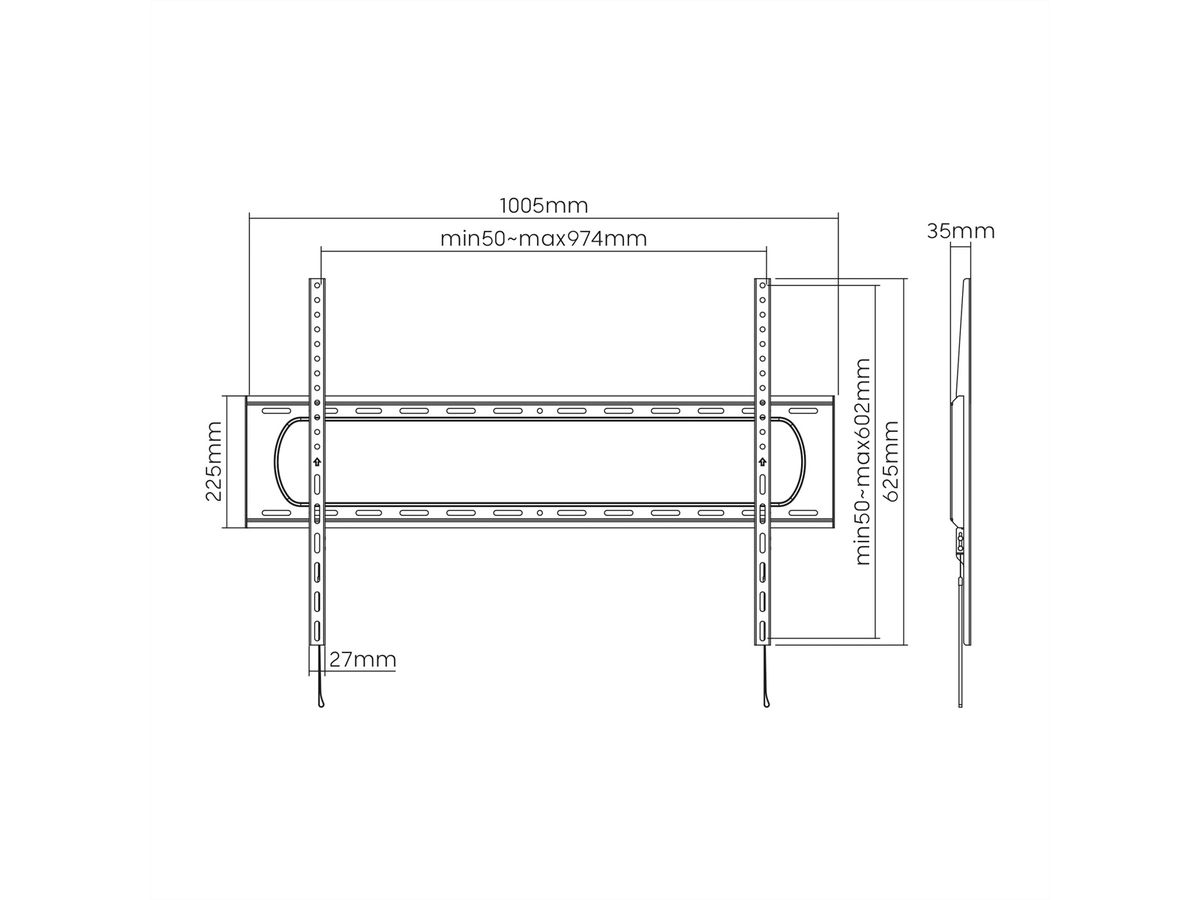 VALUE TV-Wandhalterung, fest, 60-120 Zoll, bis 120 kg