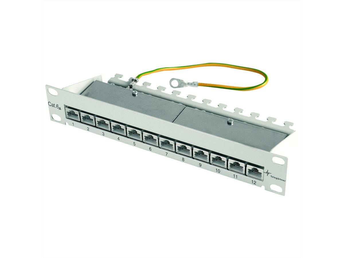 TELEGÄRTNER 10" Patch Panel 255 mm, RAL 7035, MPP12-HS K Cat.6A