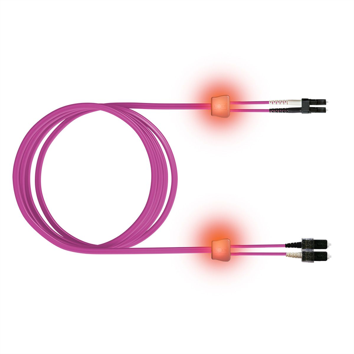 EasyLan LWL-LED-Patchkabel duplex 50/125µm OM4, LC/SC, violett, 1 m