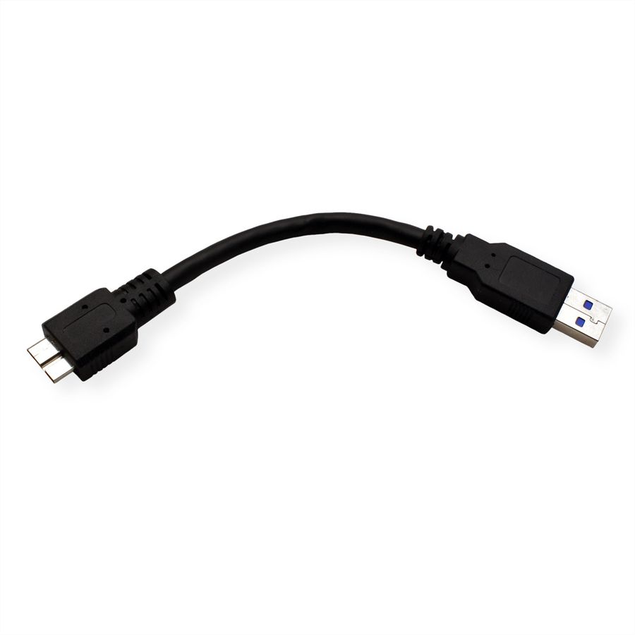 ROLINE USB 3.2 Gen 1 Kabel, A ST - Micro B ST, schwarz, 0,15 m