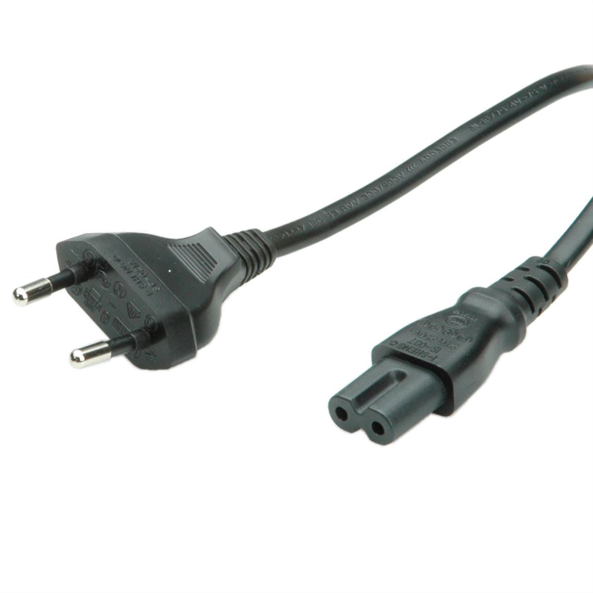 VALUE Netzkabel Euro-Flachstecker auf C7, 2polig, schwarz, 1,8 m