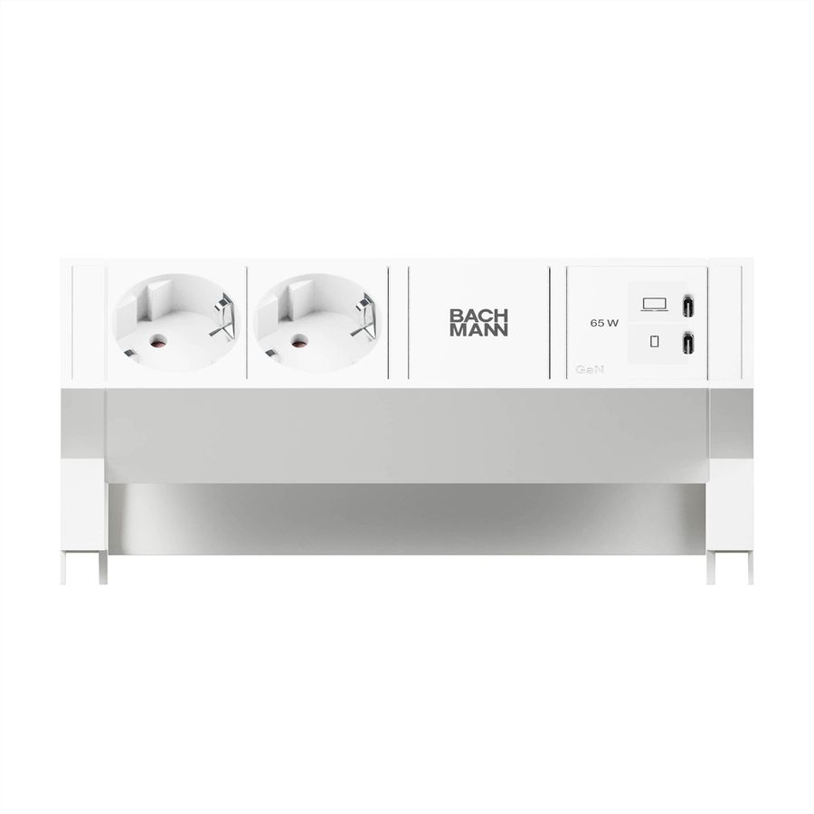 BACHMANN DESK2 PURE WHITE 2xCEE7/3, 1xUSB C/C 65W L=0,2m RAL9010