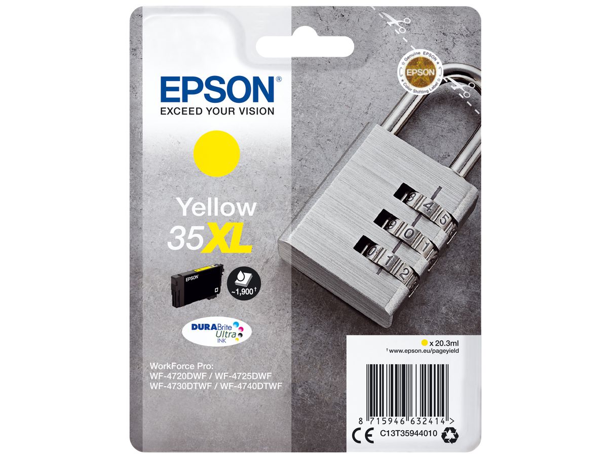 Epson Padlock Singlepack Yellow 35XL DURABrite Ultra Ink