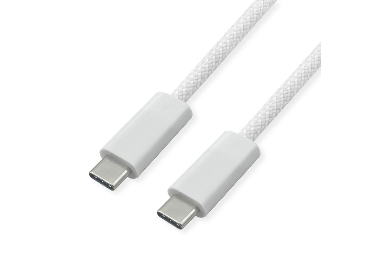 ROLINE USB4 Gen3x2 Kabel, C–C, ST/ST, 40Gbit/s, 240W, weiß, 1 m
