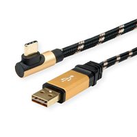 ROLINE GOLD USB 2.0 Kabel, USB-A ST reversibel - USB-C ST gewinkelt, 3 m