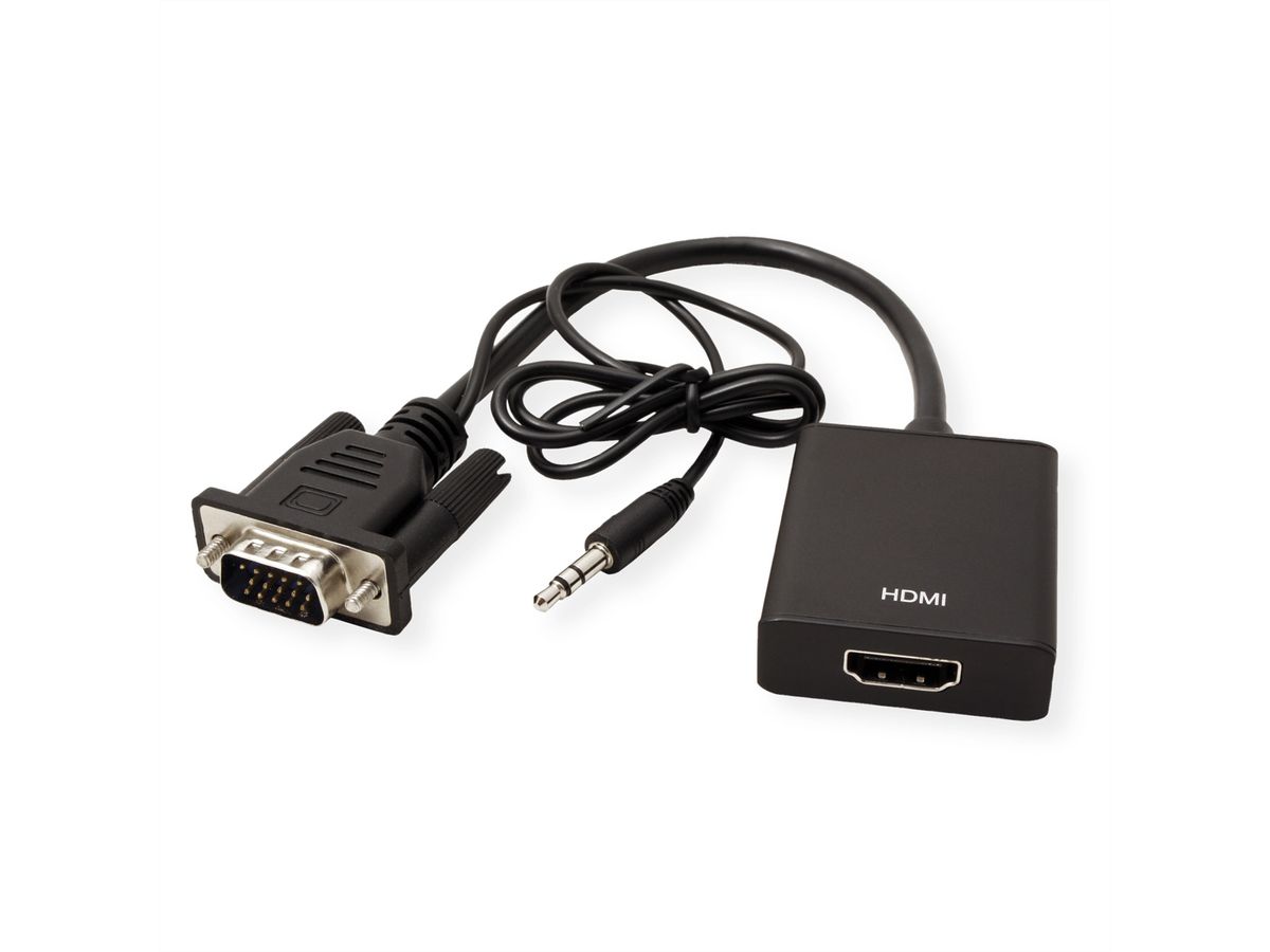 VALUE Adapterkabel VGA+Audio zu HDMI, 0,15 m