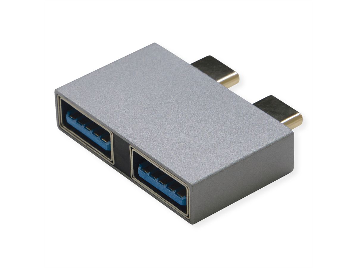 ROLINE USB 3.2 Gen 2 Adapter, 2x USB Typ C - 2x Typ A, ST/BU, silberfarben