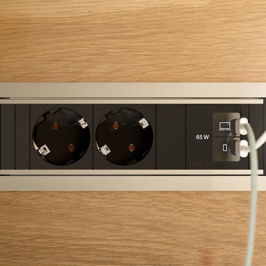 BACHMANN POWER FRAME 2xCEE7/3, 1xUSB C/C 65W L=0,2m