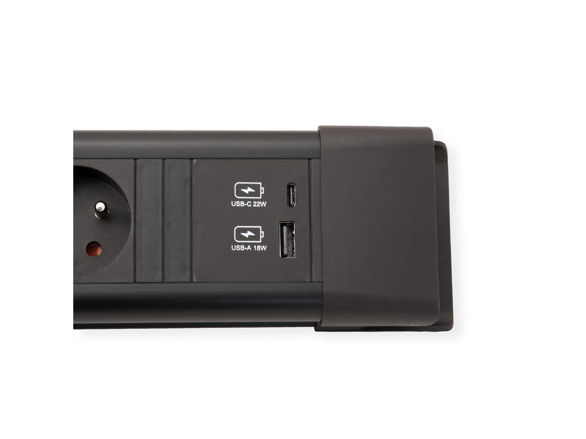 BACHMANN CONNECTUS 6xUTE, 1xSchalter 1xUSB A/C 22W 2,0m CEE7/7 Schwarz