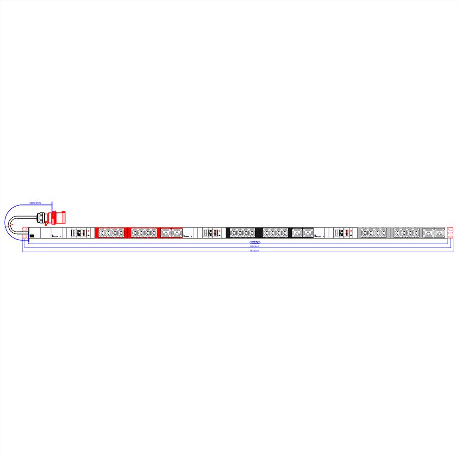 BACHMANN IT PDU ALU 1HE 24xC13 6xC19 3x2LS CEE 3x32A rot