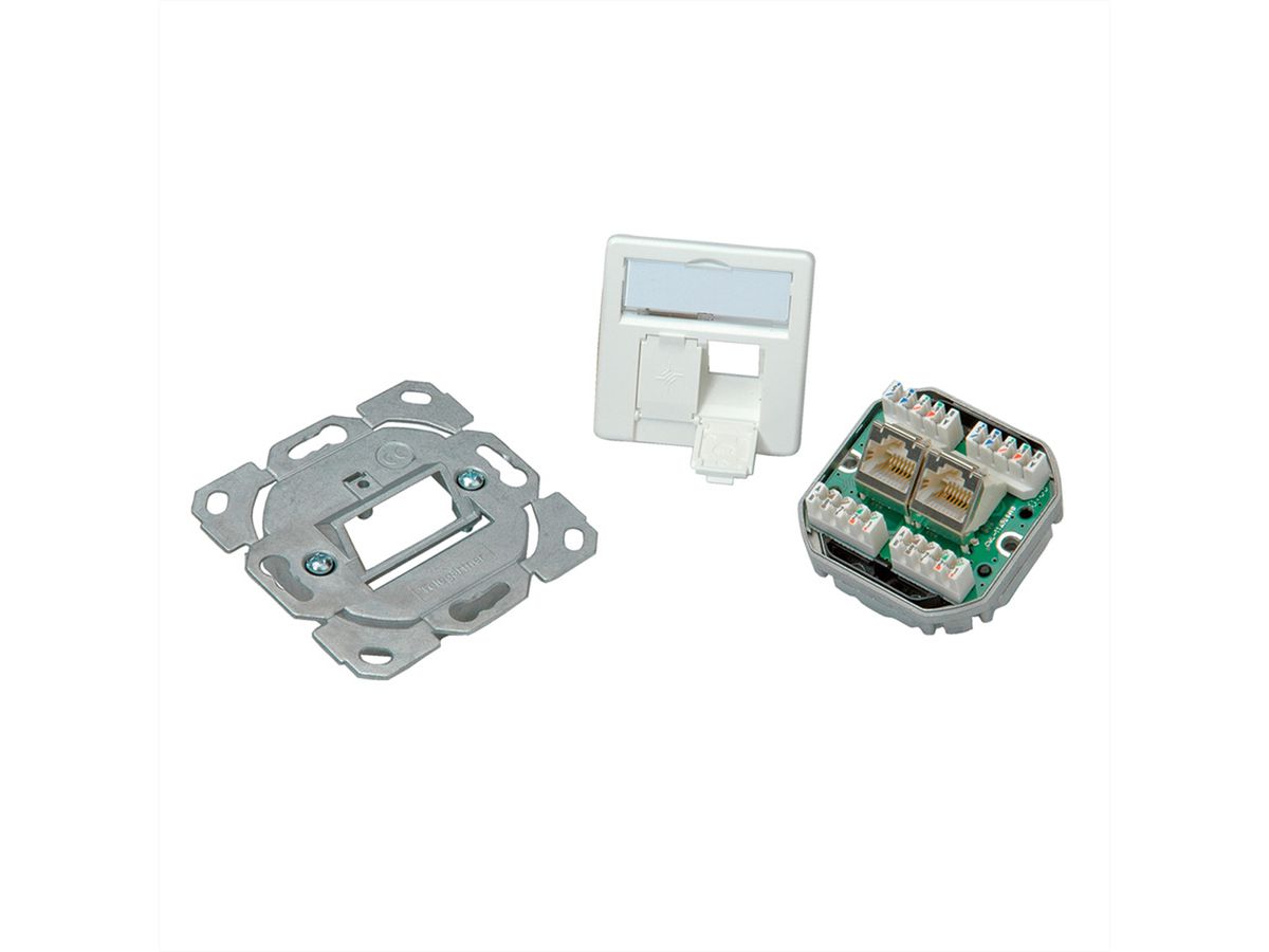 TELEGÄRTNER Dose AMJ45 UP/50 2x RJ-45 Kat.6 (Class E), alpinweiss