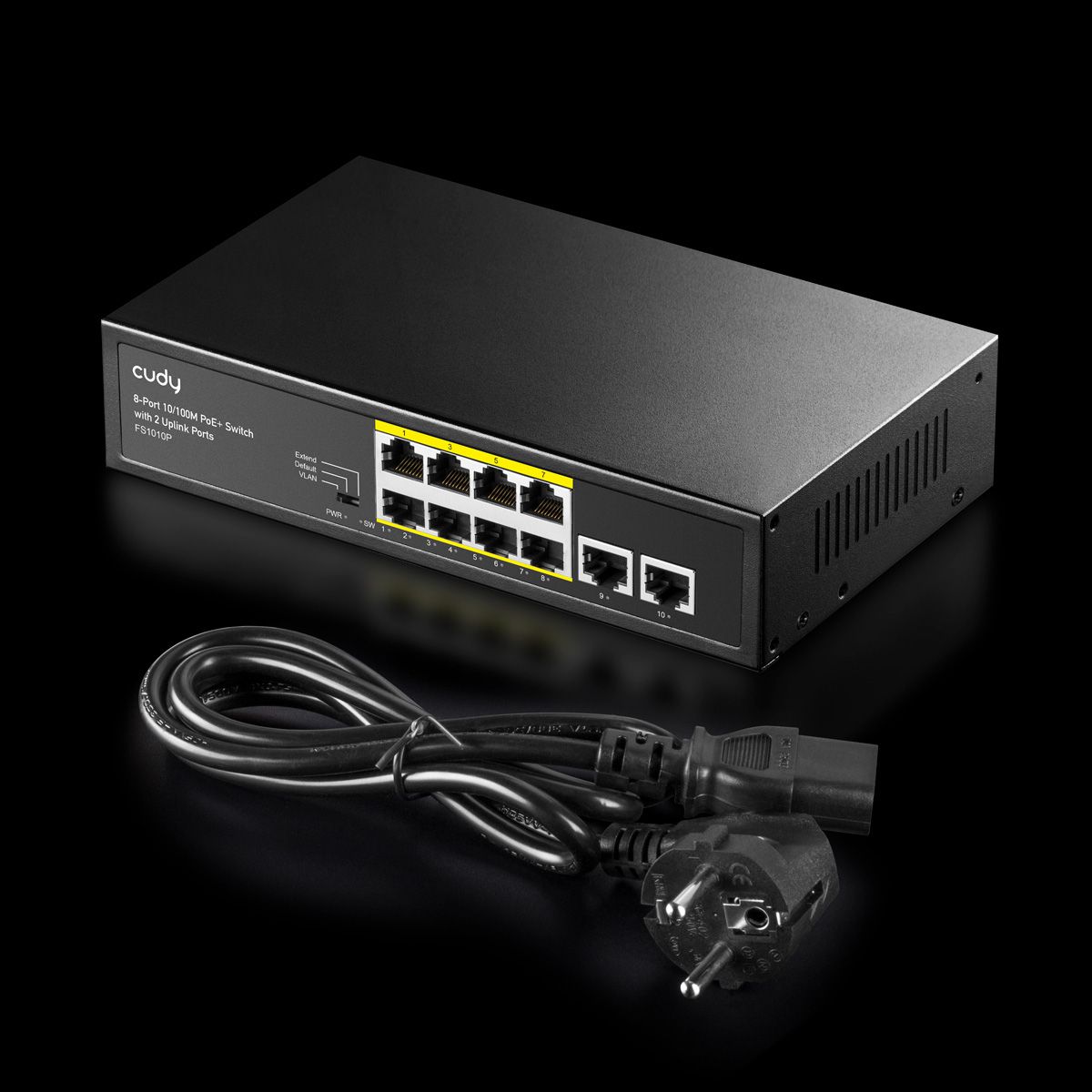 CUDY FS1010P 8-Port 10/100M PoE+ Switch 2 Uplink Ports 120W