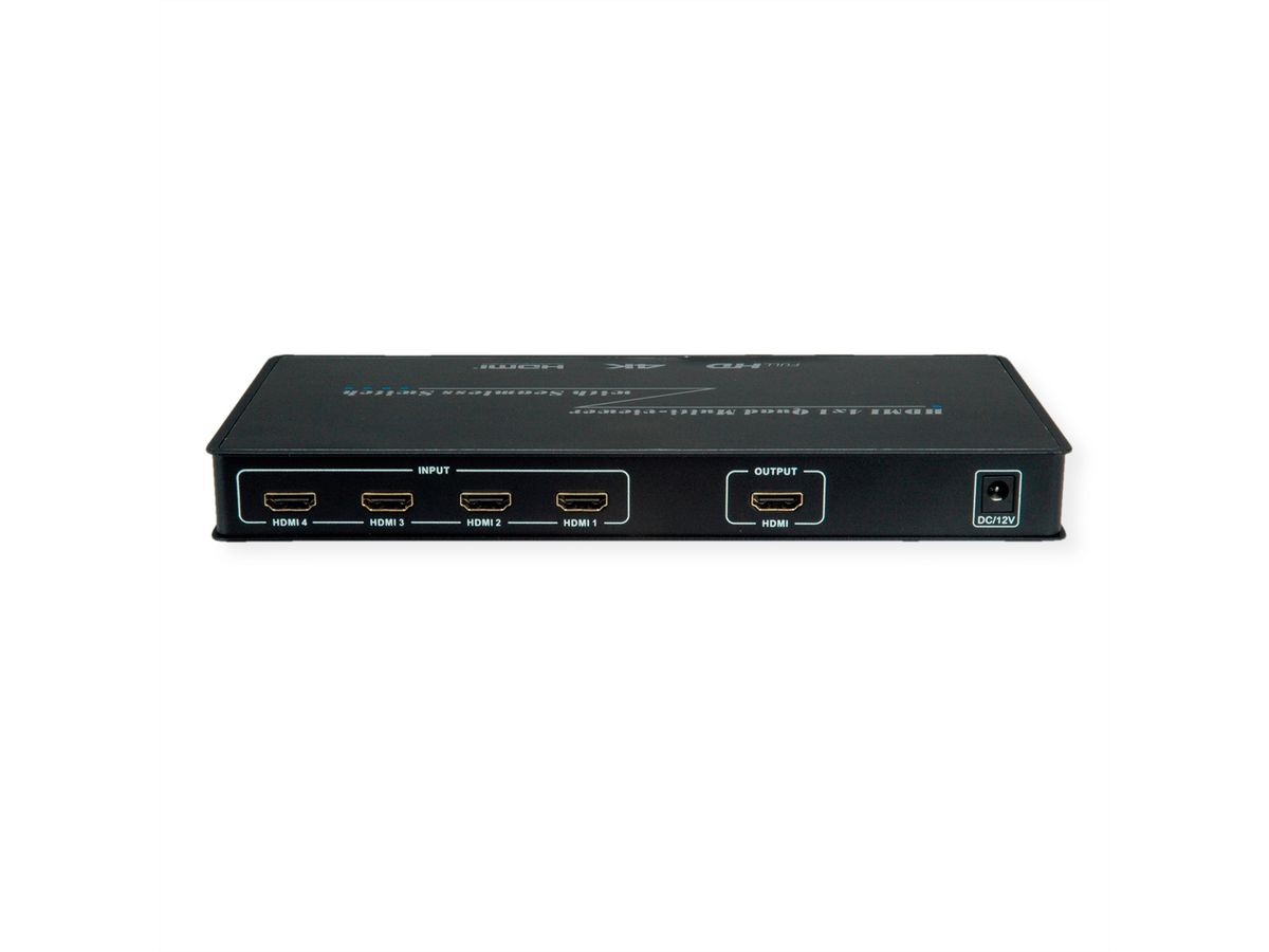ROLINE HDMI 4x1 QUAD Multi-Viewer Switch, nahtlose Umschaltung