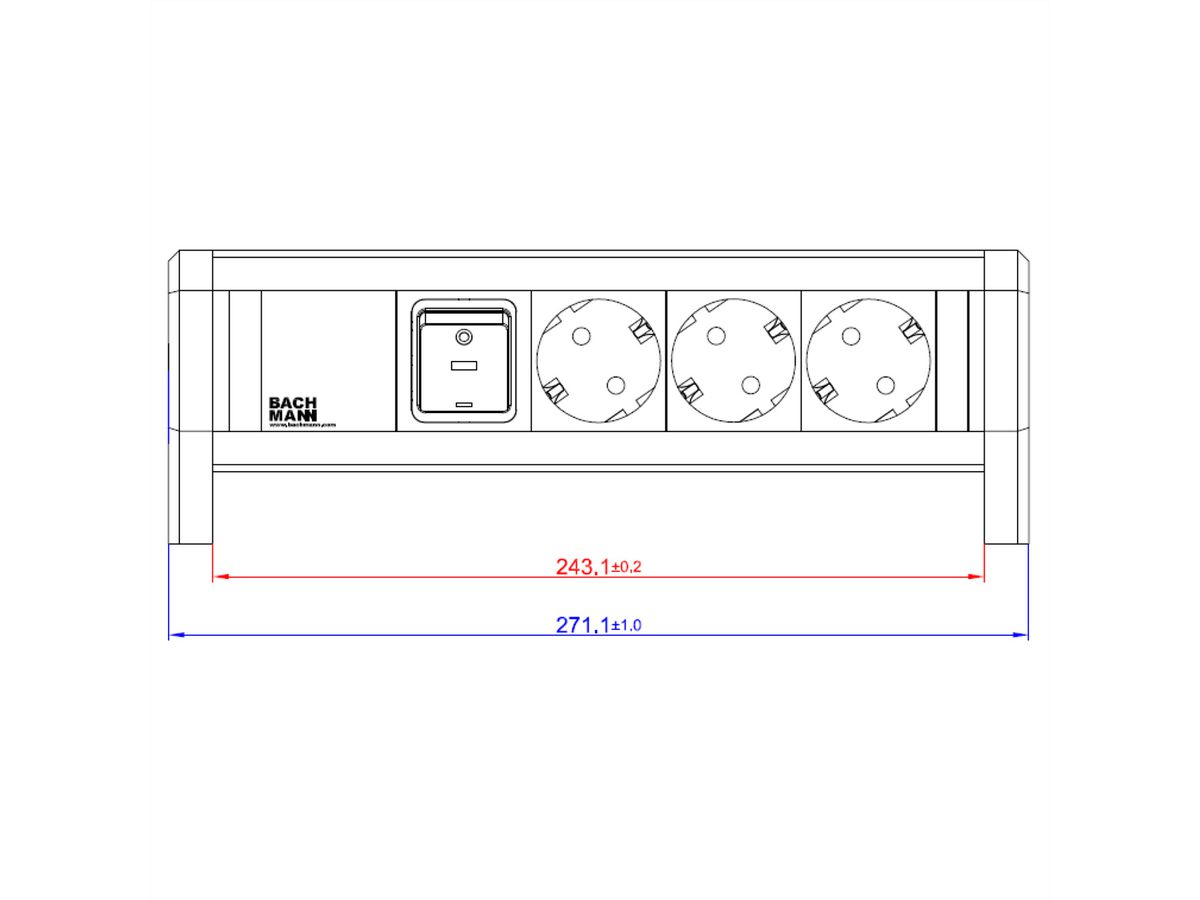BACHMANN DESK 1xSchalter 3xCEE7/3