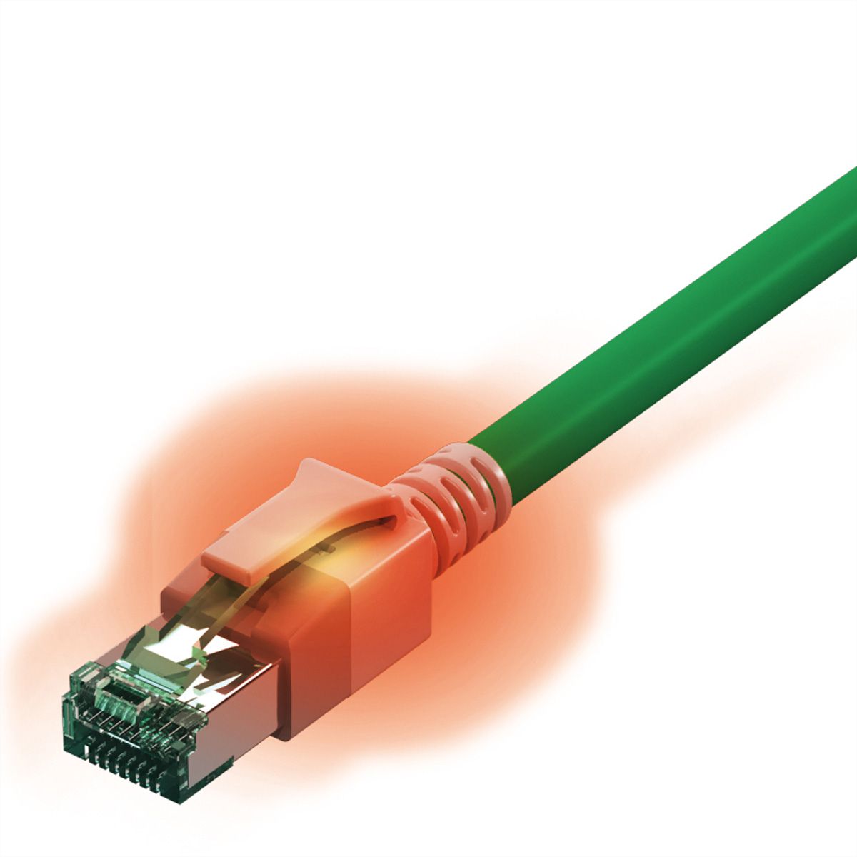 EasyLan DualBoot LED Patchkabel RJ45 S/FTP Cat.6A (Class EA), mit saCon Stecker, LSOH, grün, 7,5 m