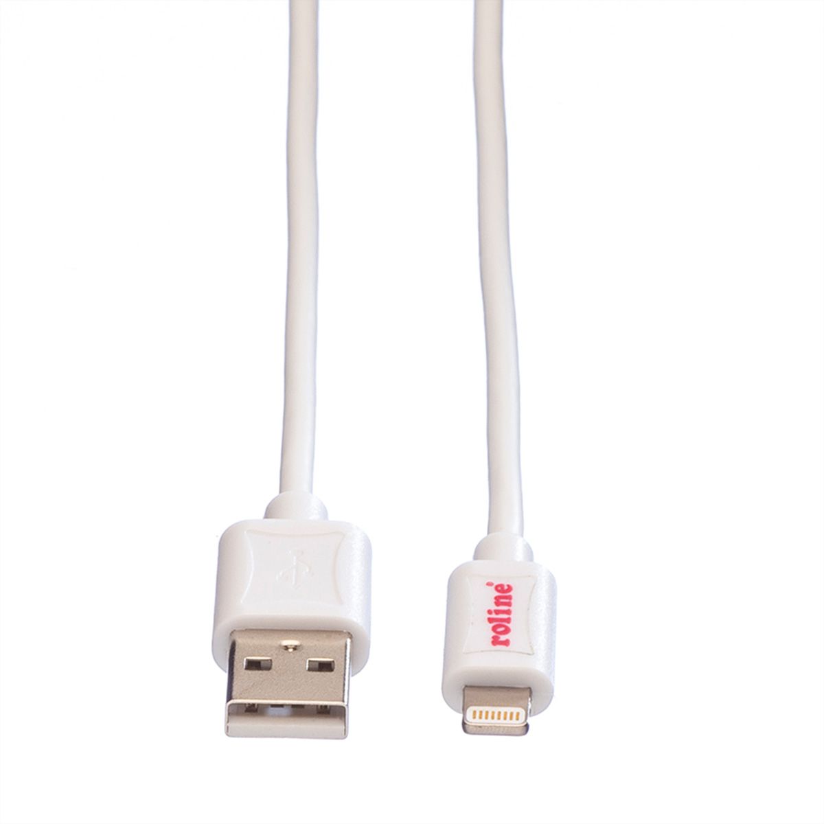 ROLINE USB 2.0 Sync- & Ladekabel mit 8pin-Connector, weiß, 1,8 m