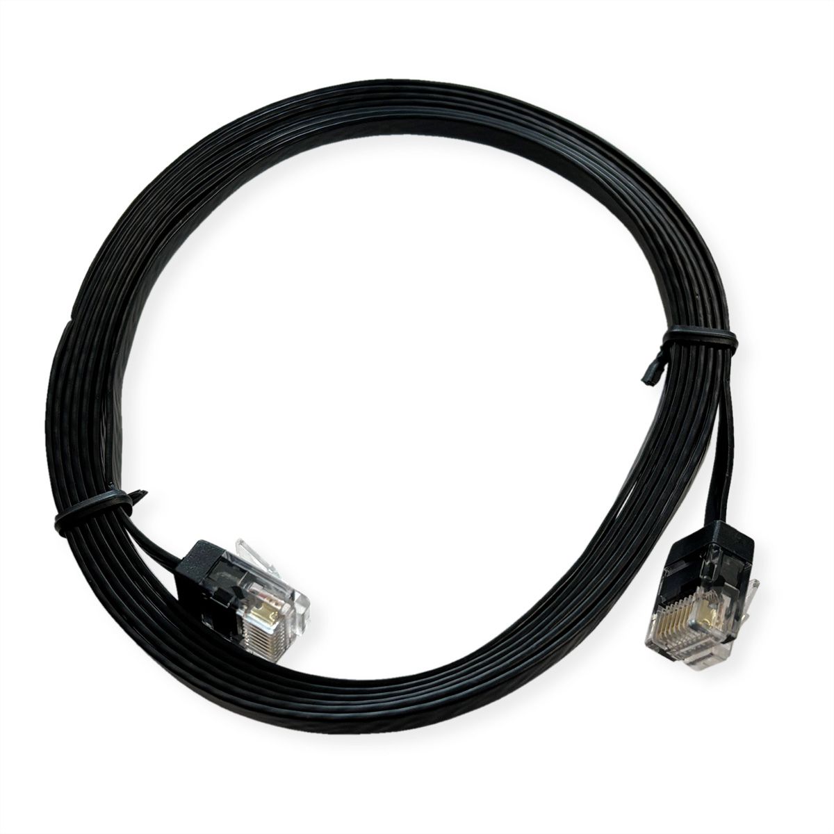 ROLINE UTP Patchkabel Cat.6A (Class EA), extra-flach, schwarz, 2 m