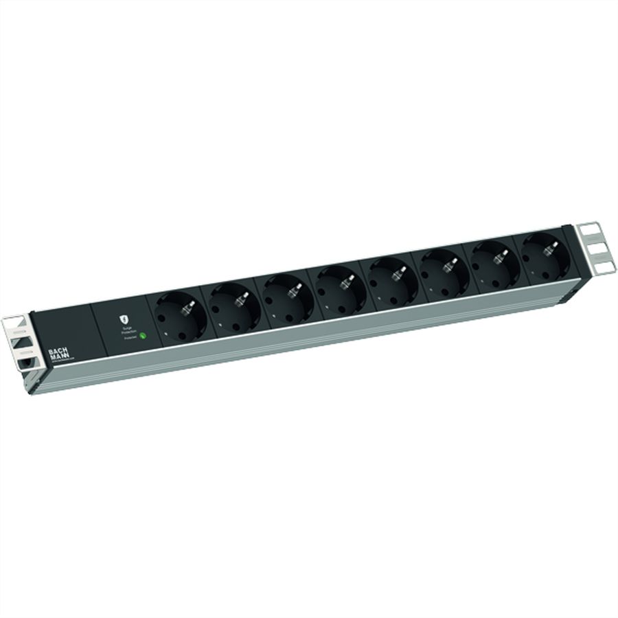 BACHMANN 19" 1HE 8xCEE7/3 RAL7035 1xSPD-Plus 2,0m CEE7/7