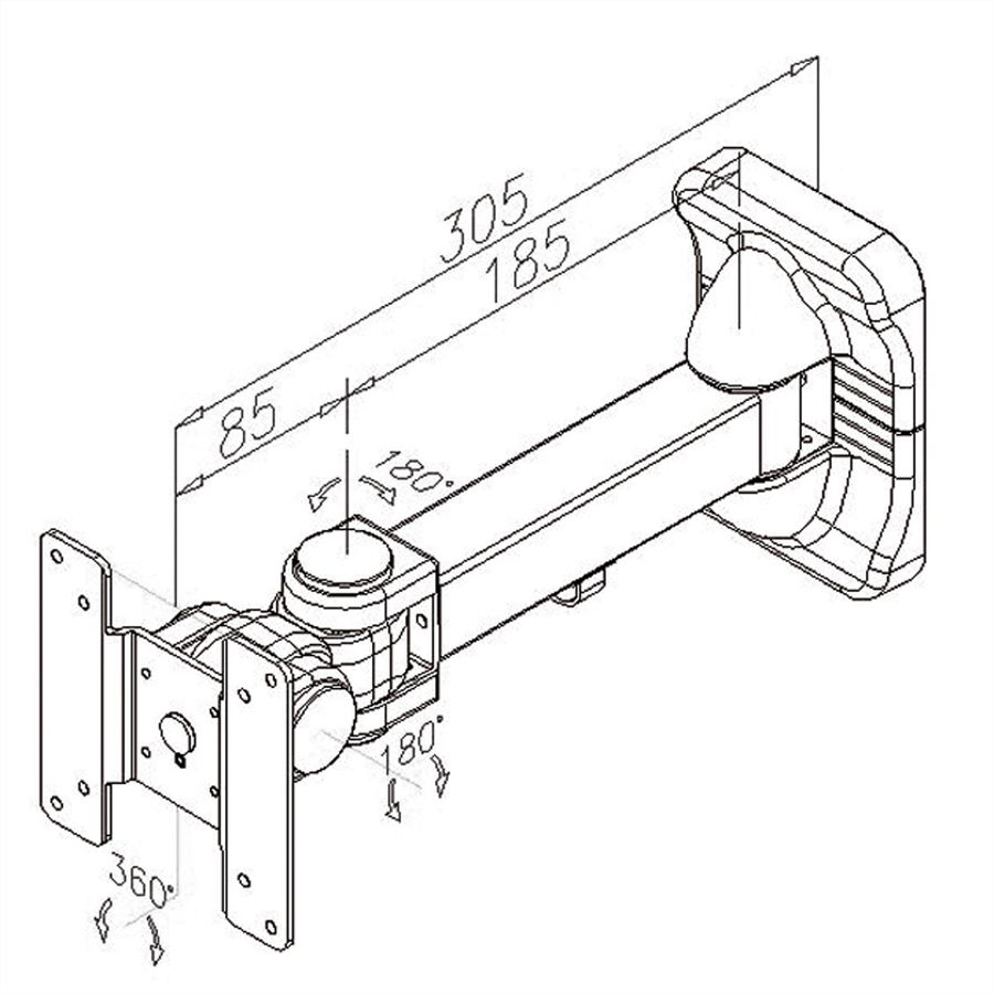 VALUE LCD-Befestigung, Wandmontage, 3 Gelenke, bis 10 kg