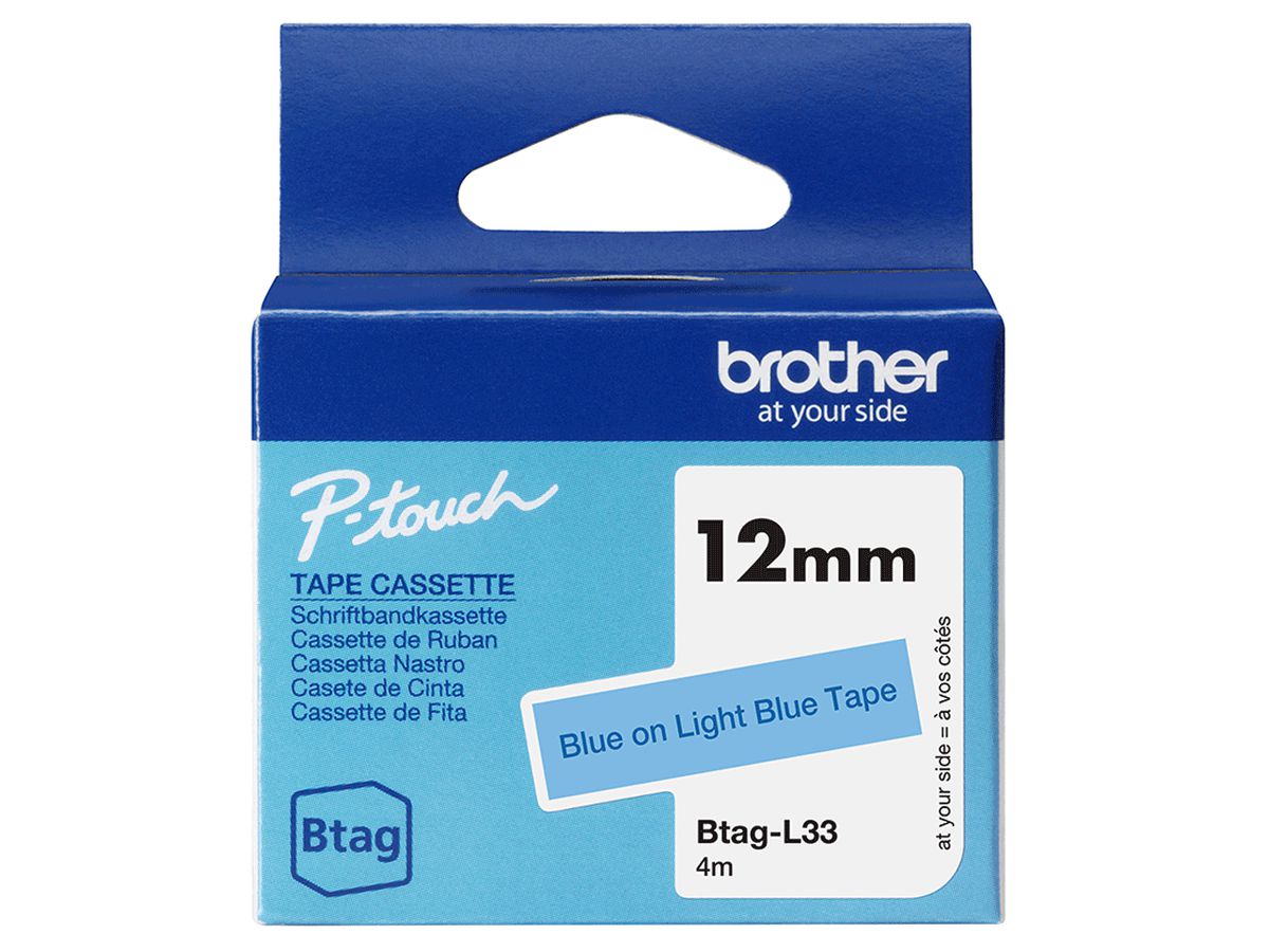 Brother BTAG-L33 Etiketten erstellendes Band Blau auf hellblau