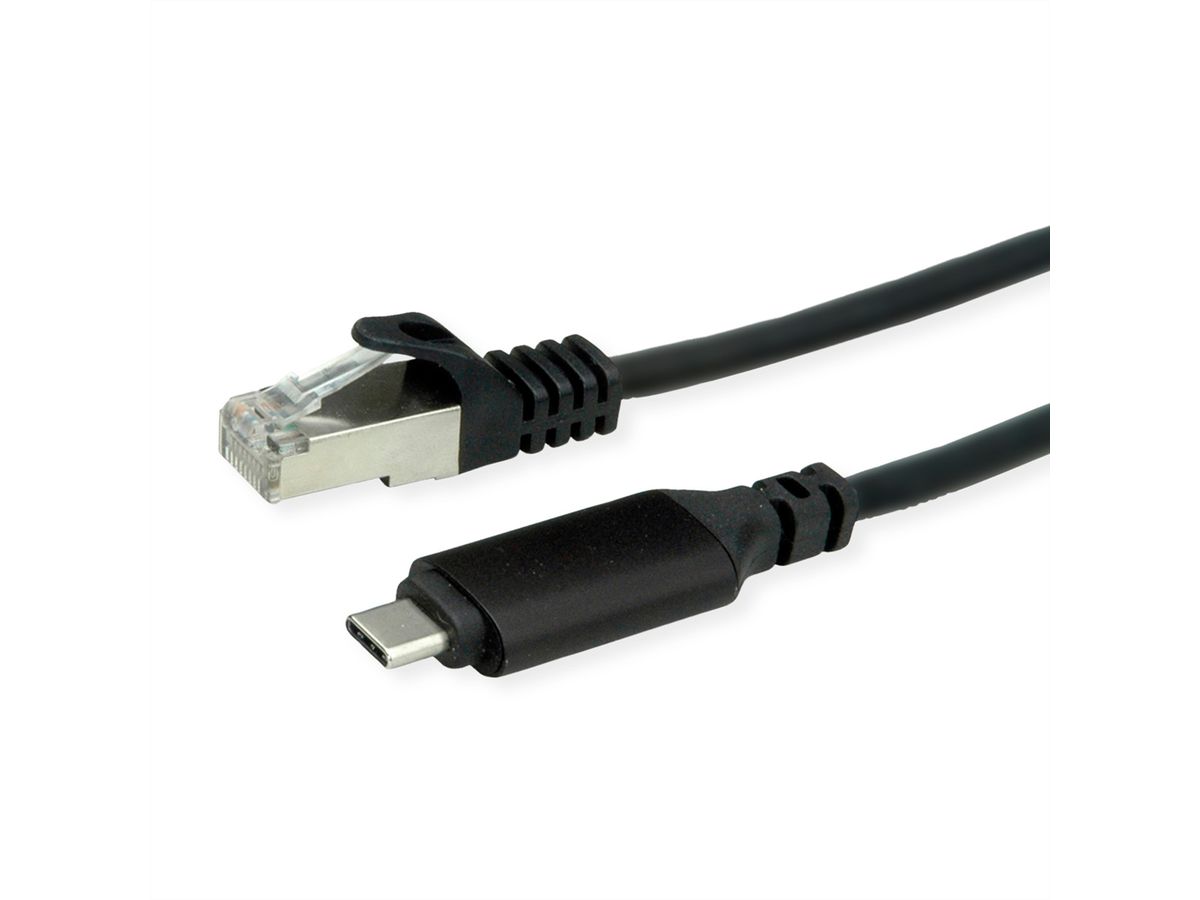 ROLINE USB 3.2 Gen 2 Typ C zu Gigabit Ethernet Konverterkabel, schwarz, 2 m