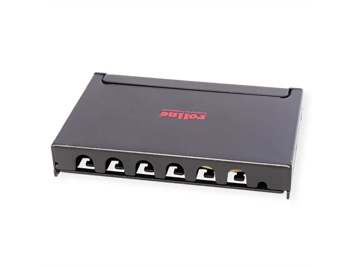 ROLINE Mini-Patchpanel, Kat.6A (Class EA), 6x RJ45, 0,5HE, geschirmt, schwarz