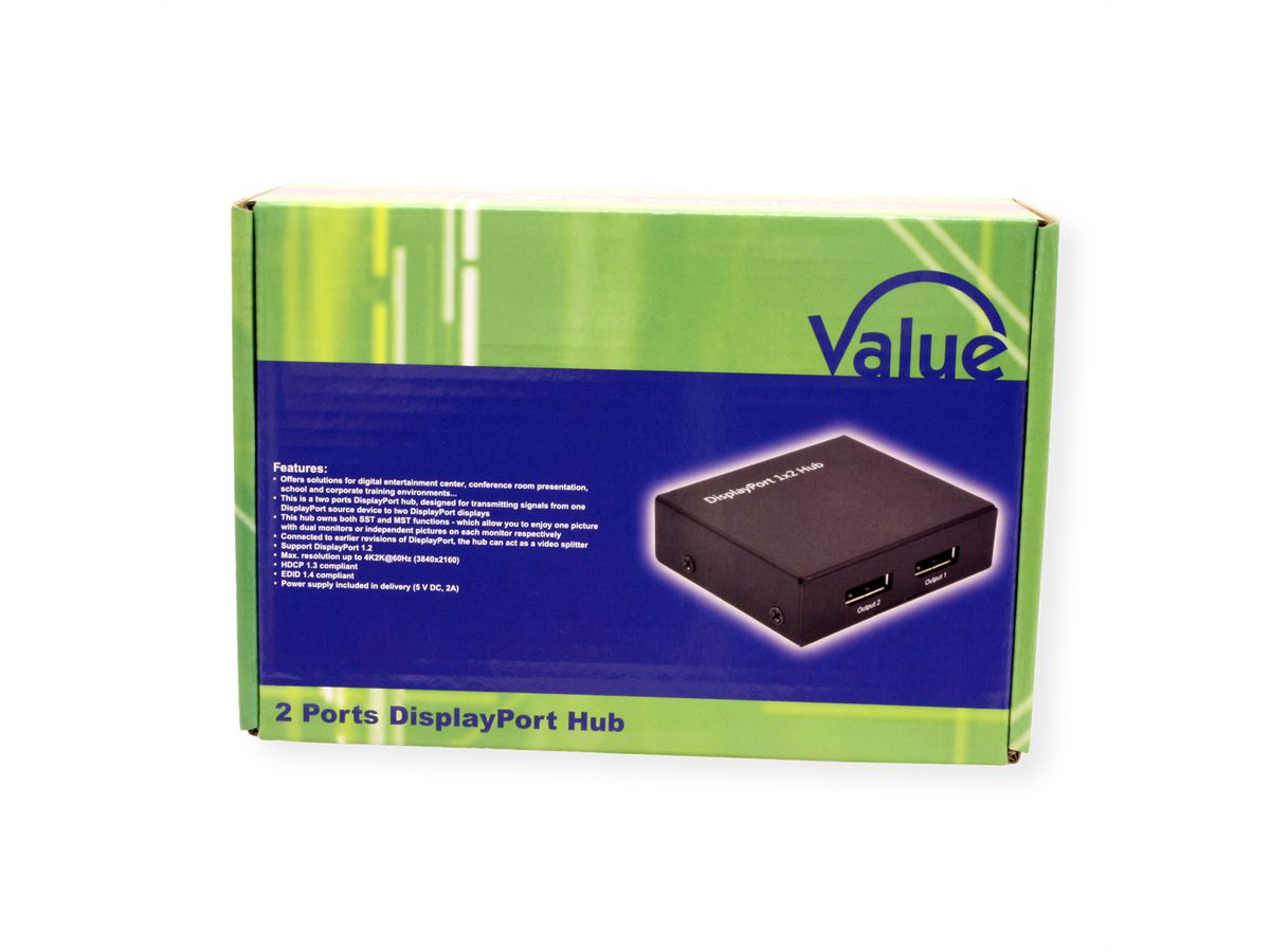 VALUE DisplayPort-Video-Splitter (Hub), 2fach