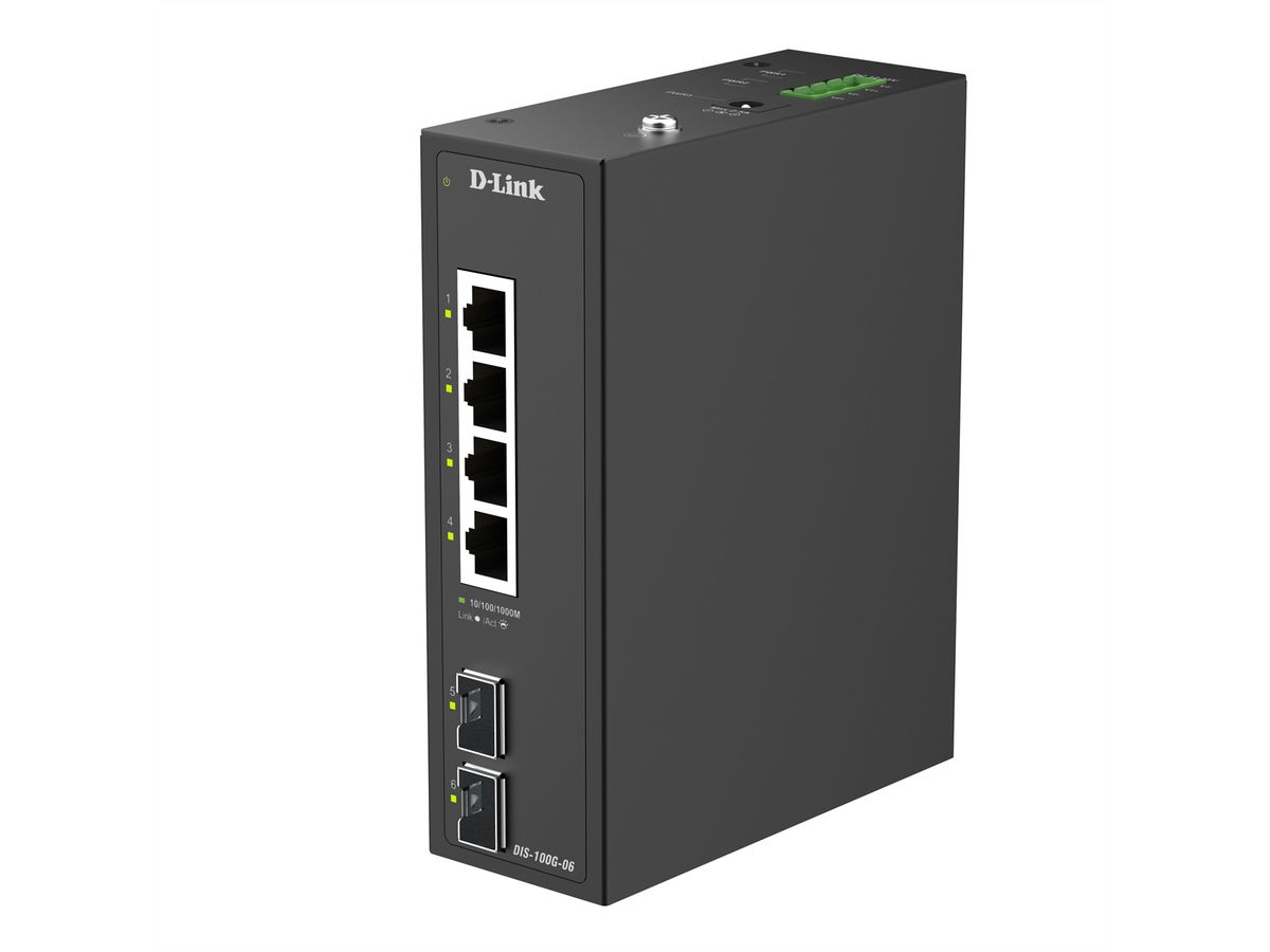 D-Link DIS-100G-06 6-Port Gigabit Switch Industrial Unmanaged 4x Rj45 + 2x SFP