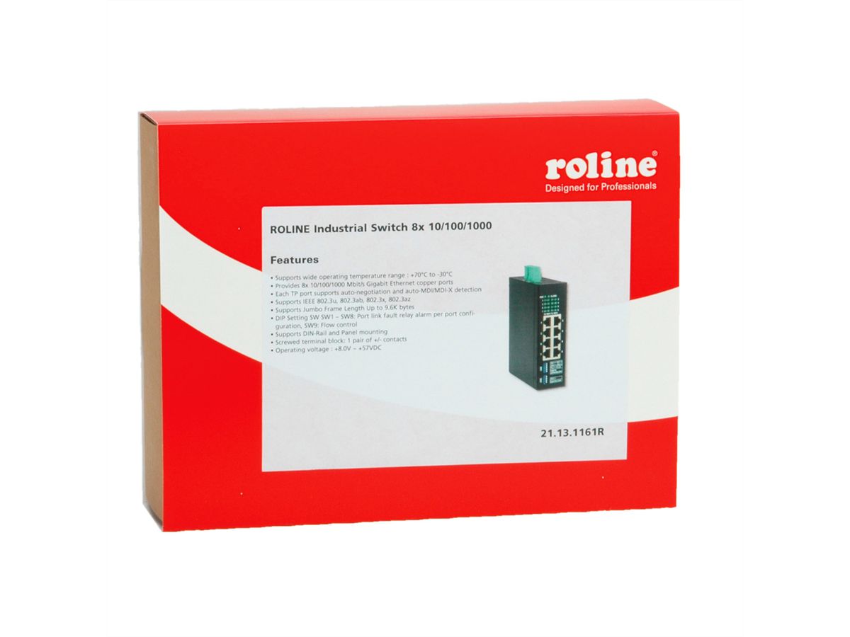 ROLINE Industrie Gigabit Switch, 8x RJ-45