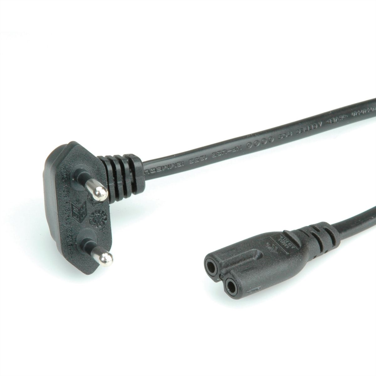 ROLINE Netzkabel Euro-Stecker (abgewinkelt) auf C7, 2pol., schwarz, 1,8 m