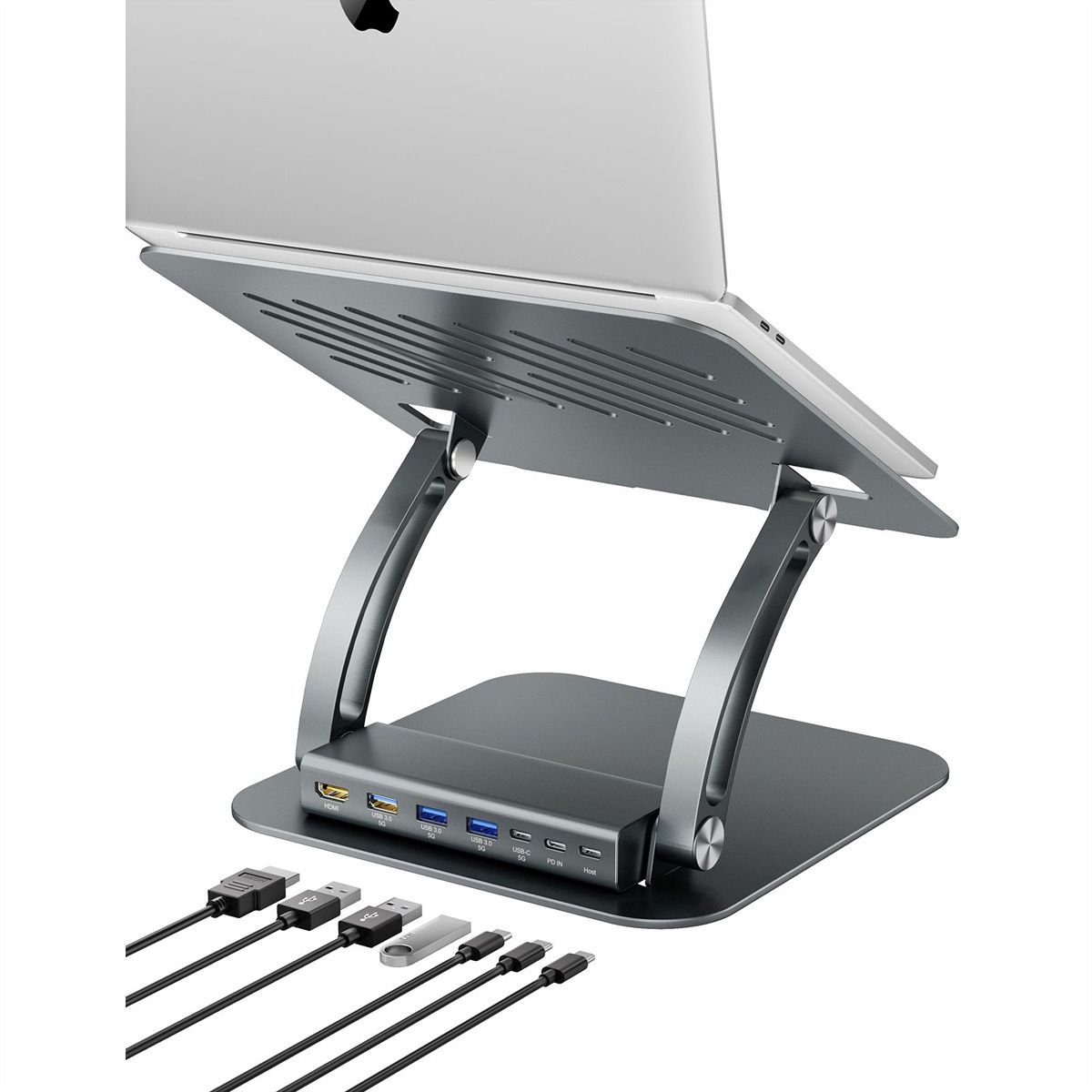 EXSYS EX-1224HM Laptopständer mit abnehmbarer 7 in 1 USB-C Dockingstation