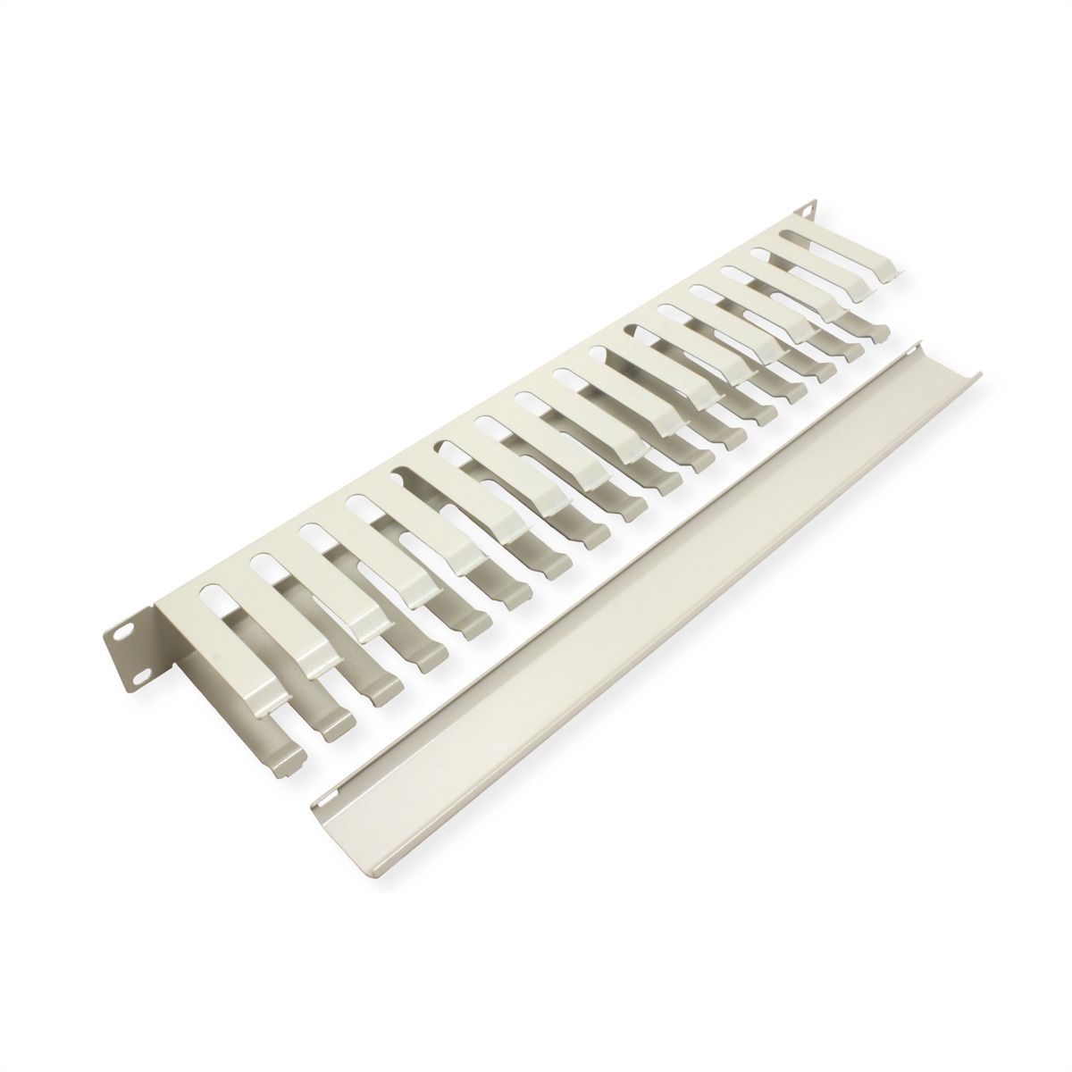 VALUE 19-Zoll-Frontplatte 1 HE mit Rangierkanal 40 x 80 mm, grau