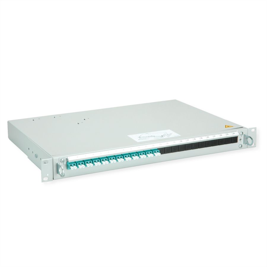 TELEGÄRTNER PROFI V LWL-Panel mit Kupplungen, 12x LC Duplex, türkis, OM3