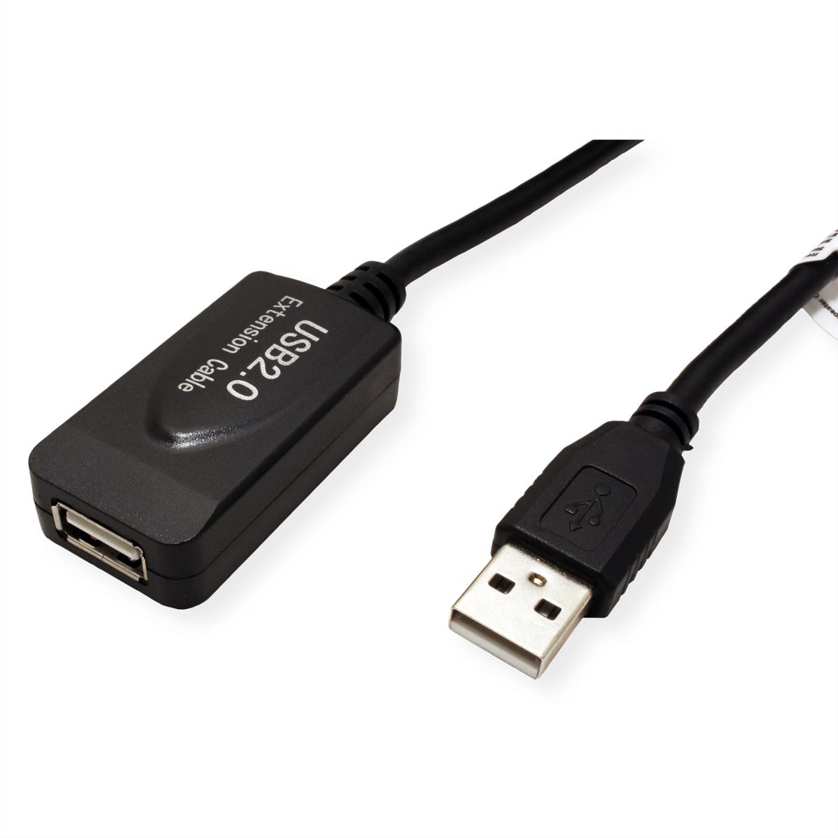 STANDARD USB 2.0 Verlängerung, aktiv, mit Repeater, schwarz, 10 m