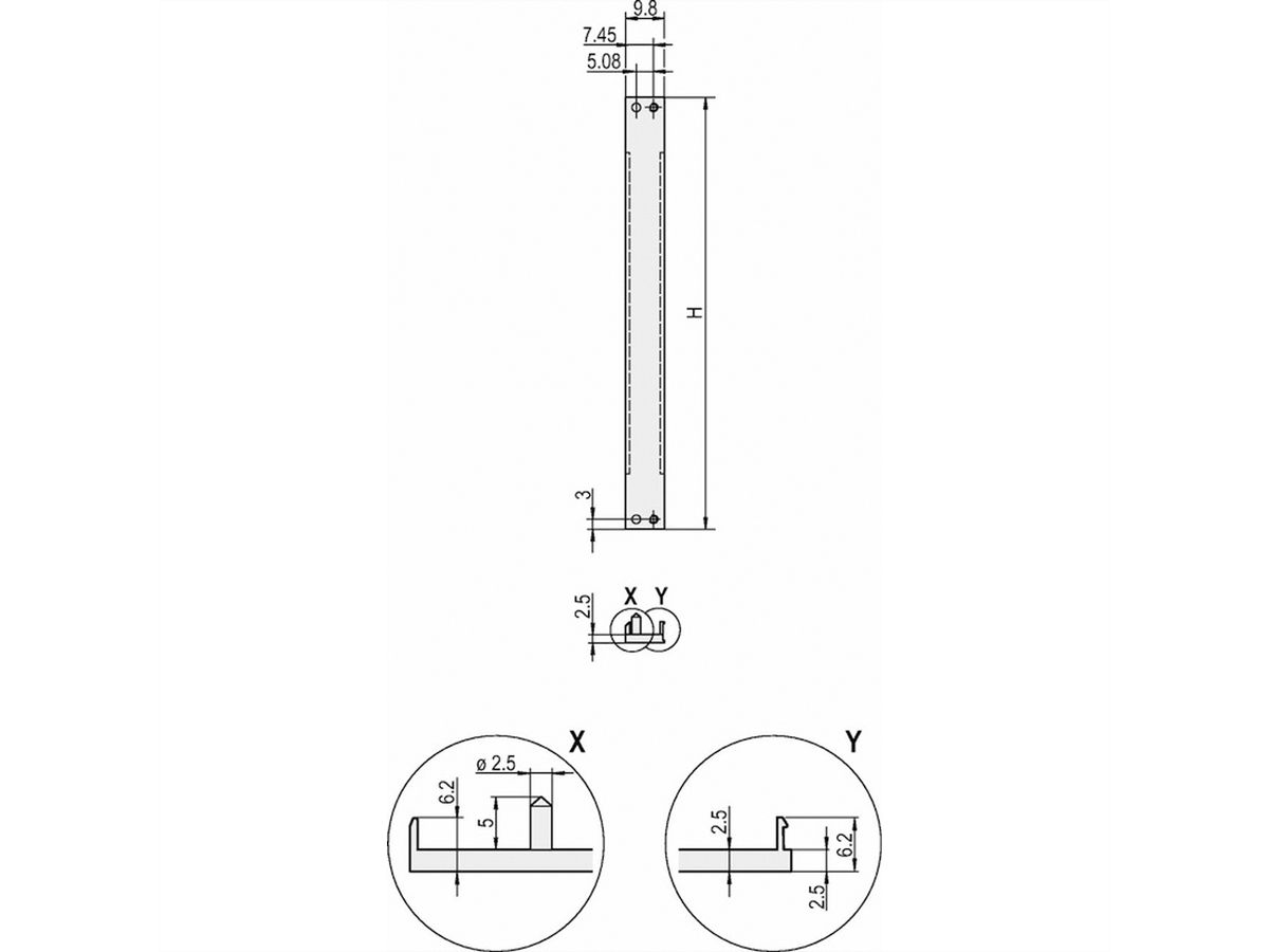 SCHROFF Frontplatten, U-Profil, schirmbar - TEILFRONTPLATTE 3HE 2TE