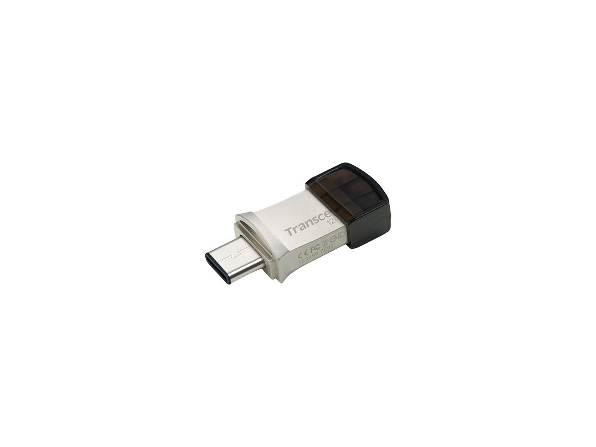 Transcend JetFlash 890 USB-Stick 128 GB USB Type-A / USB Type-C 3.2 Gen 1 (3.1 Gen 1) Schwarz, Silber
