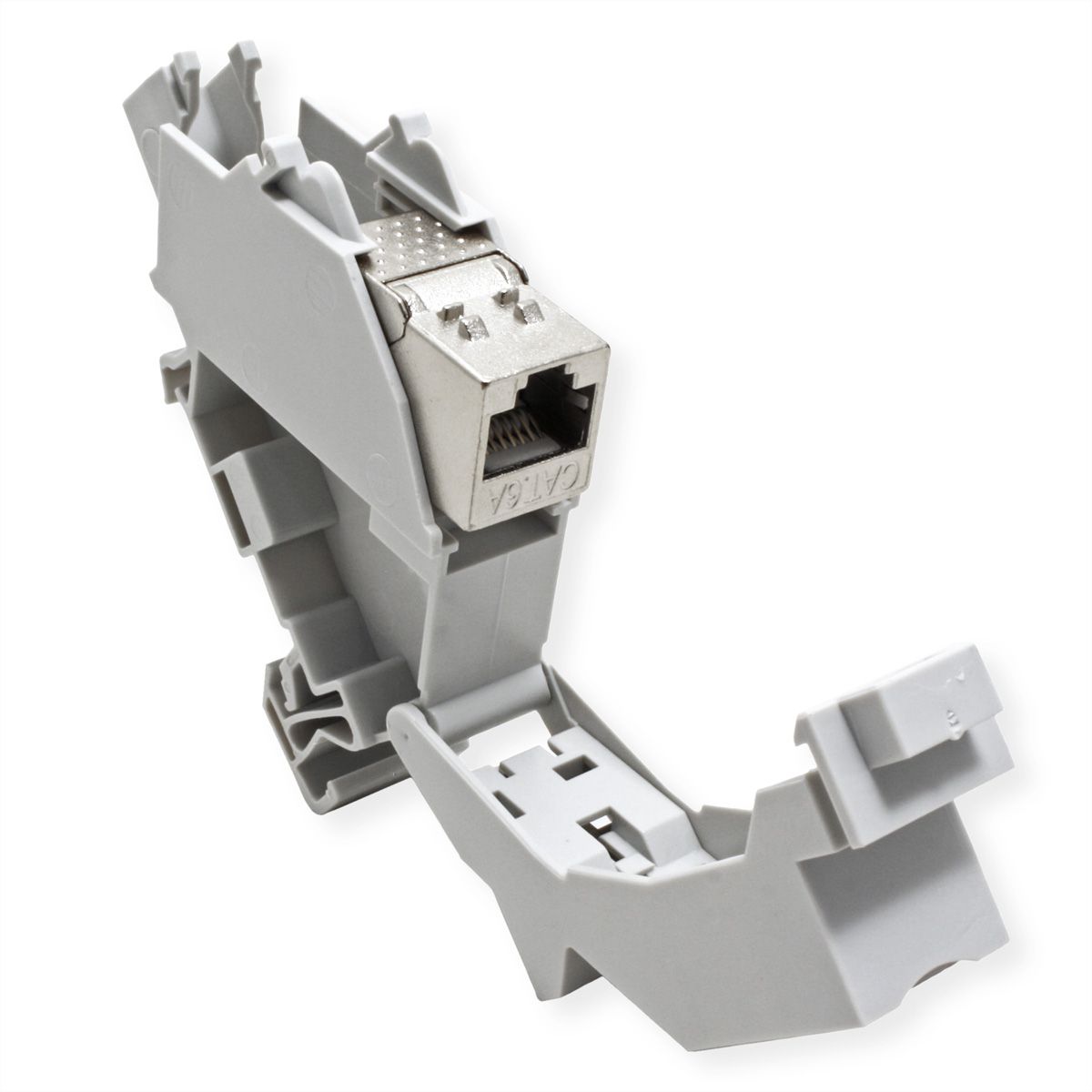 ROLINE Tragschienenadapter für Keystone Module, inkl. Cat.6A Keystone, geschirmt, 45°